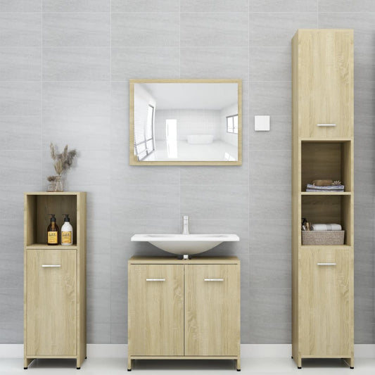 vidaXL 4 Piece Bathroom Furniture Set Sonoma Oak Engineered Wood