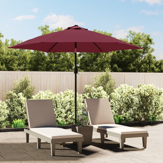vidaXL Outdoor Parasol with LED Lights and Steel Pole 300 cm Bordeaux Red