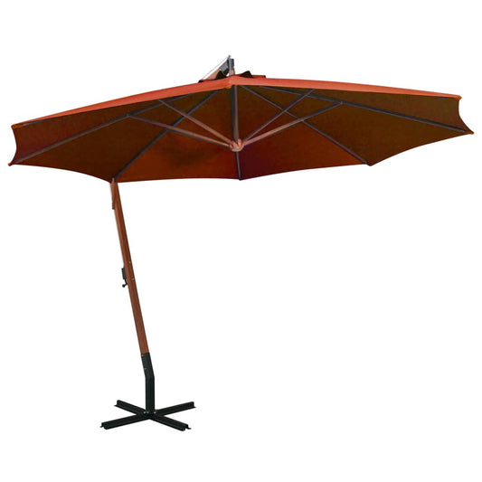 vidaXL Hanging Parasol with Pole Terracotta 3.5x2.9 m Solid Fir Wood