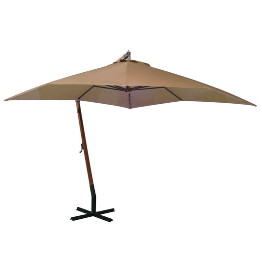 vidaXL Hanging Parasol with Pole Taupe 3x3 m Solid Fir Wood