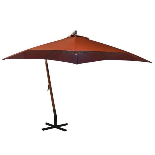 vidaXL Hanging Parasol with Pole Terracotta 3x3 m Solid Fir Wood
