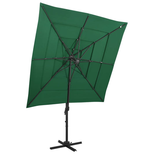 vidaXL 4-Tier Parasol with Aluminium Pole Green 250x250 cm