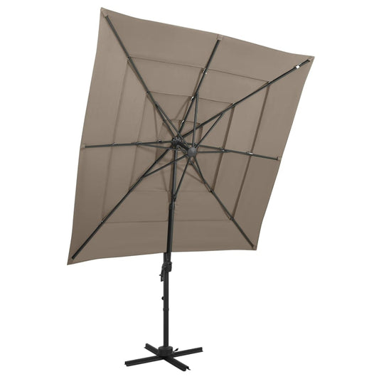 vidaXL 4-Tier Parasol with Aluminium Pole Taupe 250x250 cm