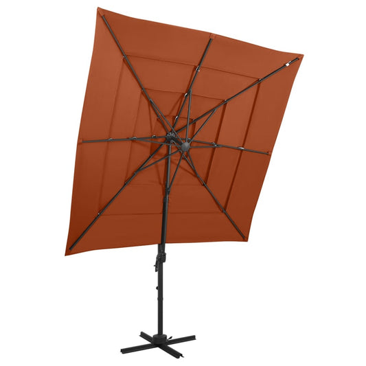 vidaXL 4-Tier Parasol with Aluminium Pole Terracotta 250x250 cm