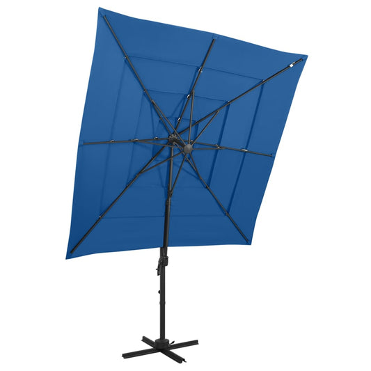 vidaXL 4-Tier Parasol with Aluminium Pole Azure Blue 250x250 cm