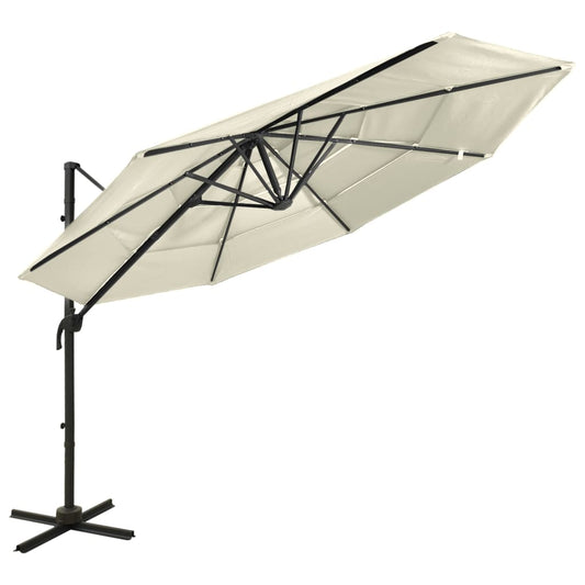 vidaXL 4-Tier Parasol with Aluminium Pole Sand 3x3 m