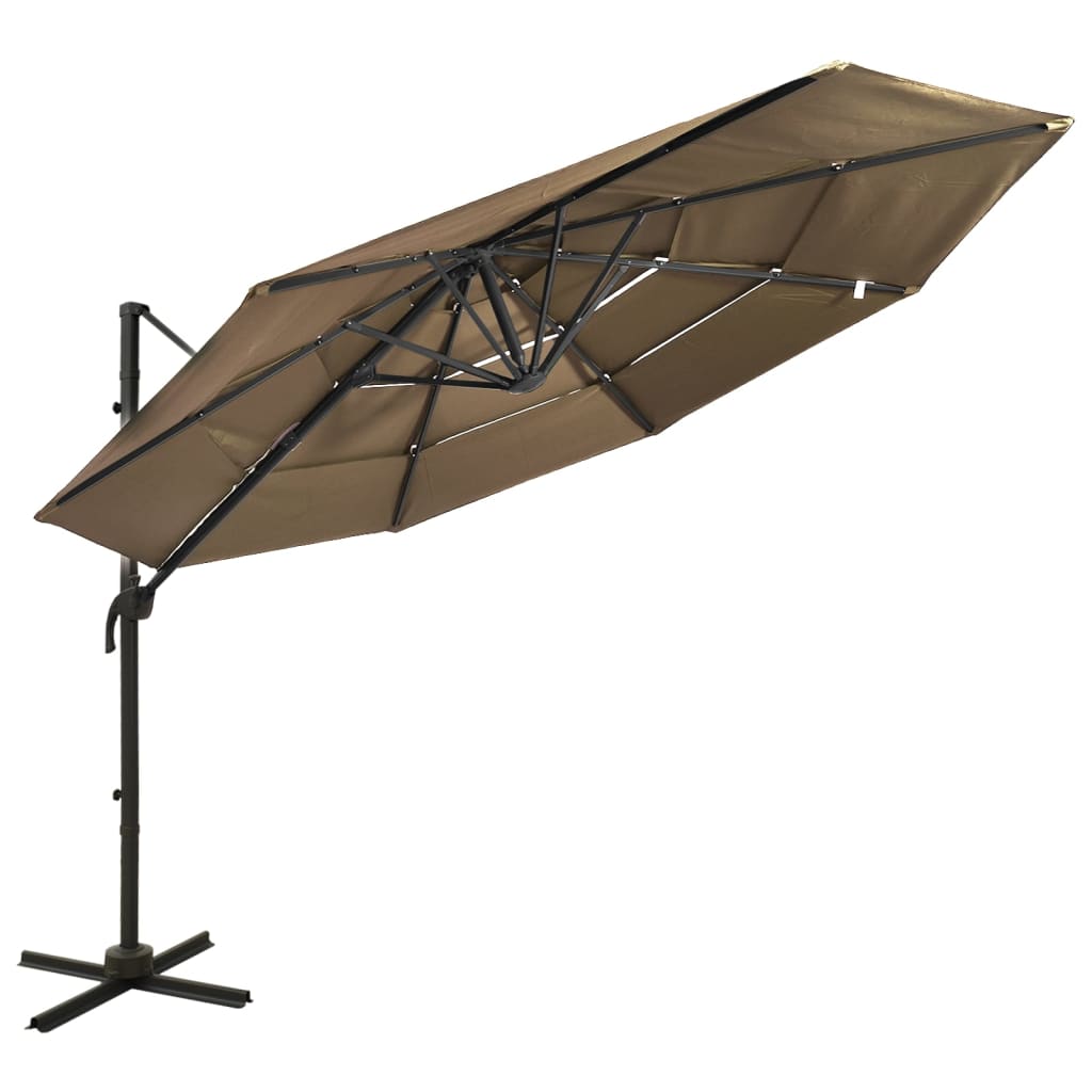 vidaXL 4-Tier Parasol with Aluminium Pole Taupe 3x3 m
