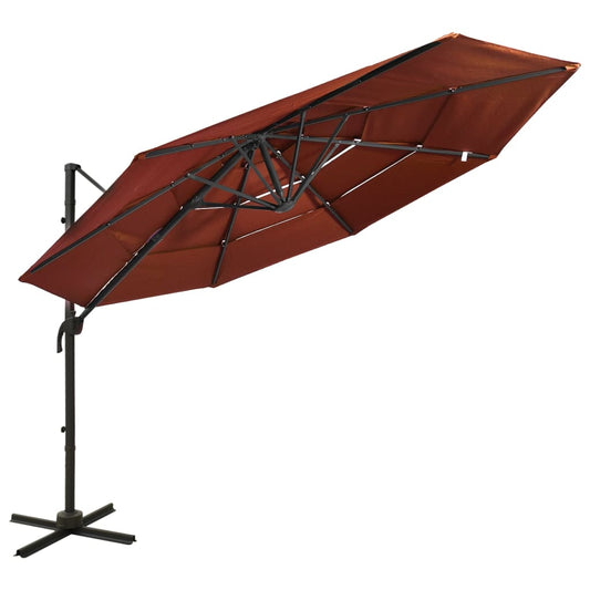 vidaXL 4-Tier Parasol with Aluminium Pole Terracotta 3x3 m
