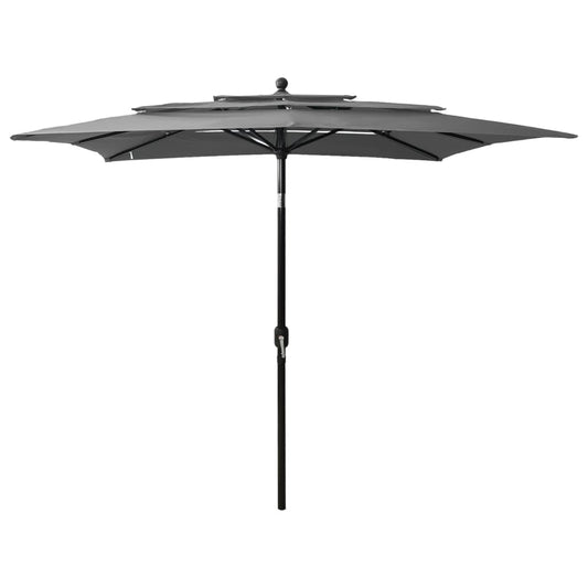 vidaXL 3-Tier Parasol with Aluminium Pole Anthracite 2.5x2.5 m