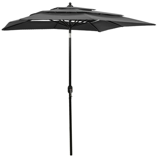 vidaXL 3-Tier Parasol with Aluminium Pole Anthracite 2x2 m