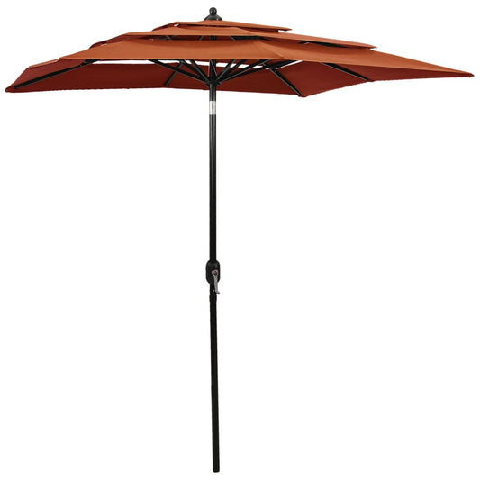 vidaXL 3-Tier Parasol with Aluminium Pole Terracotta 2x2 m