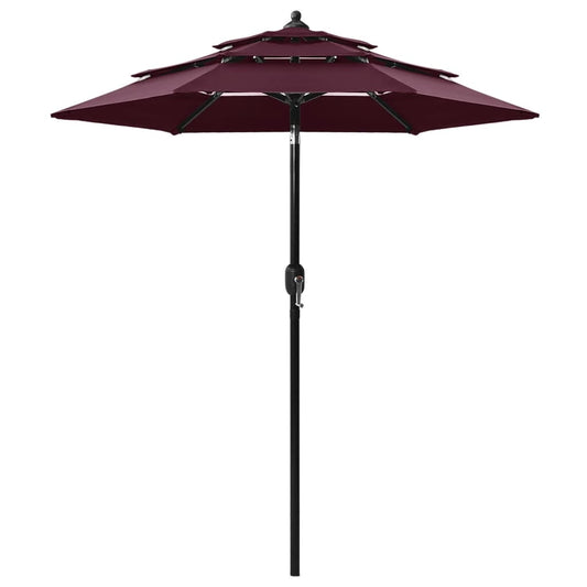 vidaXL 3-Tier Parasol with Aluminium Pole Bordeaux Red 2 m