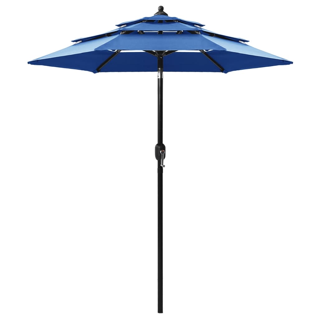 vidaXL 3-Tier Parasol with Aluminium Pole Azure Blue 2 m
