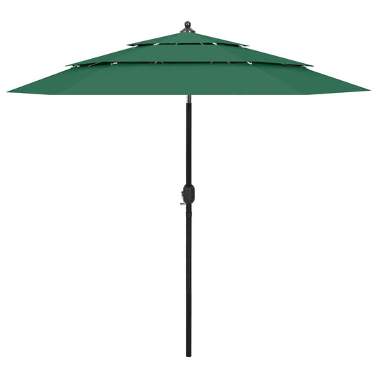vidaXL 3-Tier Parasol with Aluminium Pole Green 2.5 m