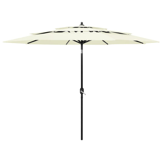 vidaXL 3-Tier Parasol with Aluminium Pole Sand 3 m