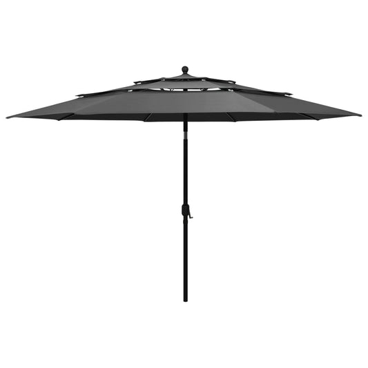 vidaXL 3-Tier Parasol with Aluminium Pole Anthracite 3.5 m