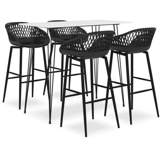 vidaXL 5 Piece Bar Set White and Black