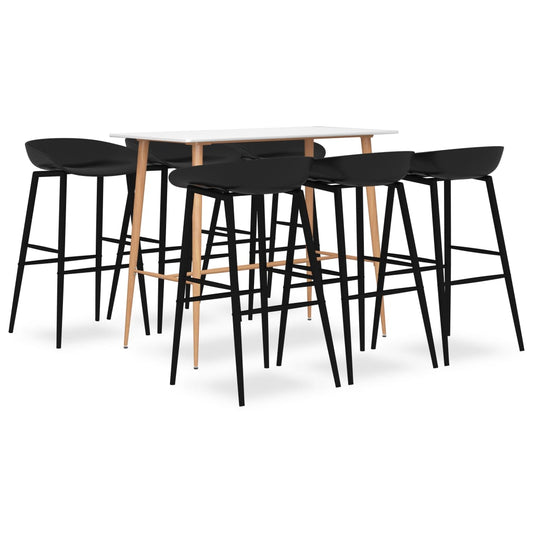 vidaXL 7 Piece Bar Set White and Black