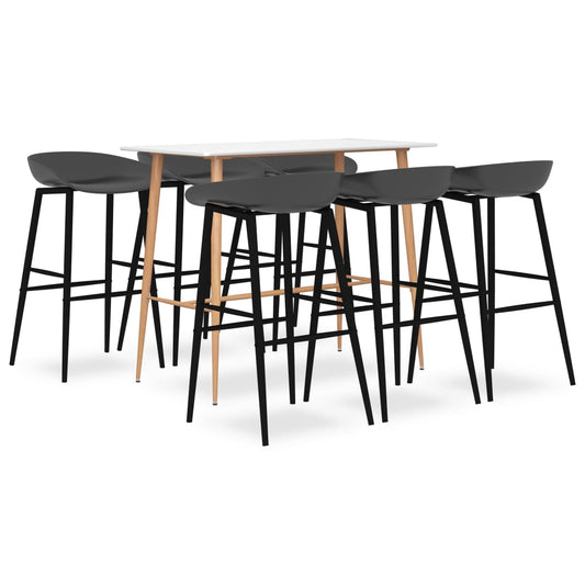 vidaXL 7 Piece Bar Set White and Grey