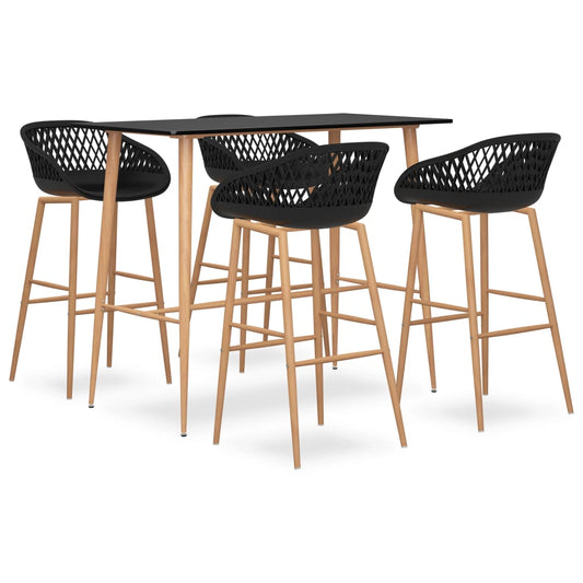 vidaXL 5 Piece Bar Set Black