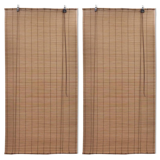 vidaXL Bamboo Roller Blinds 2 pcs 100 x 160 cm Brown