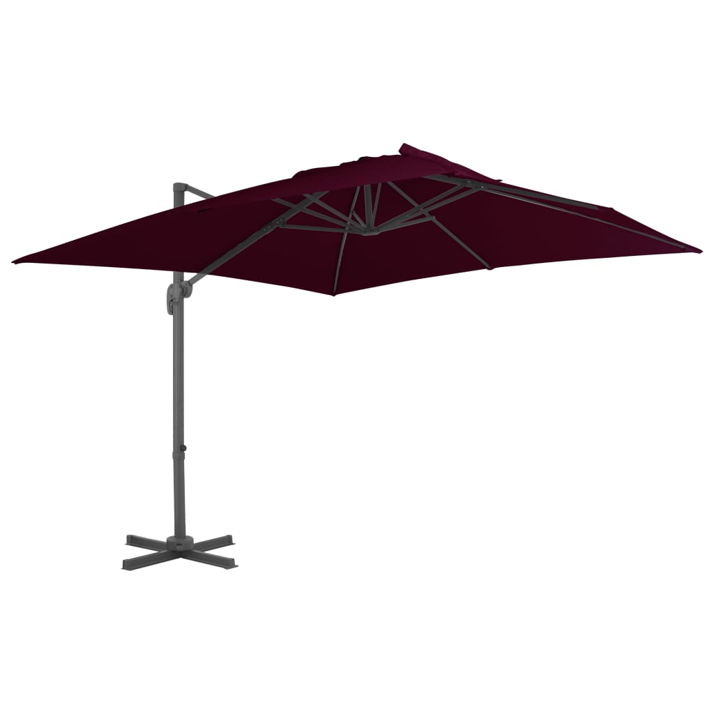 vidaXL Cantilever Umbrella with Aluminium Pole Bordeaux Red 300x300 cm