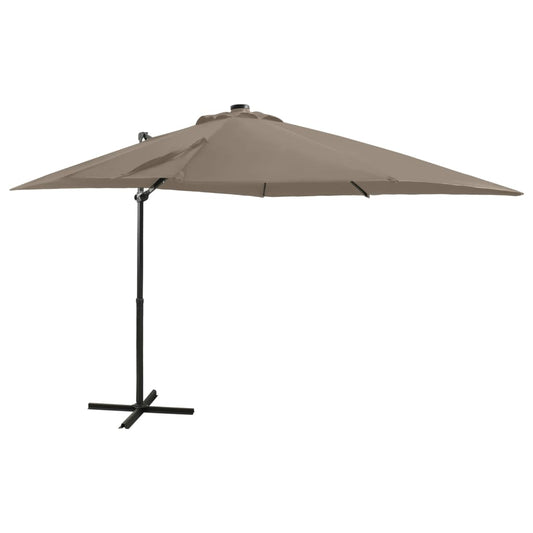 vidaXL Cantilever Umbrella with Pole and LED Lights Taupe 250 cm