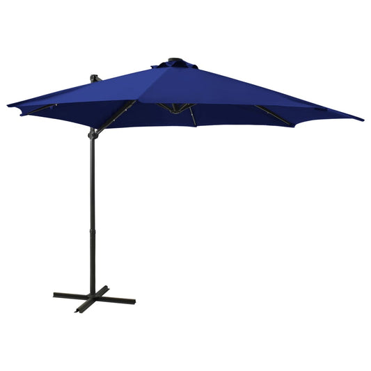 vidaXL Cantilever Umbrella with Pole and LED Lights Azure Blue 300 cm