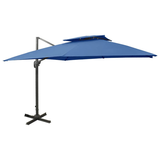 vidaXL Cantilever Umbrella with Double Top 300x300 cm Azure Blue