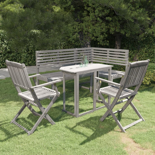 vidaXL 4 Piece Bistro Set Solid Acacia Wood Grey