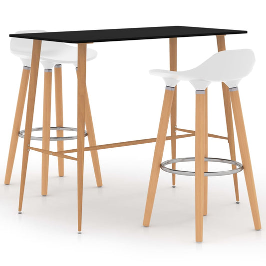 vidaXL 3 Piece Bar Set White and Black
