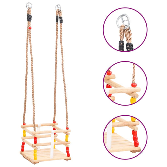 vidaXL Baby Swing with Safety Belt Solid Pinewood