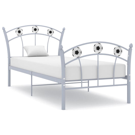 vidaXL Bed Frame with Football Design Grey Metal 90x200 cm