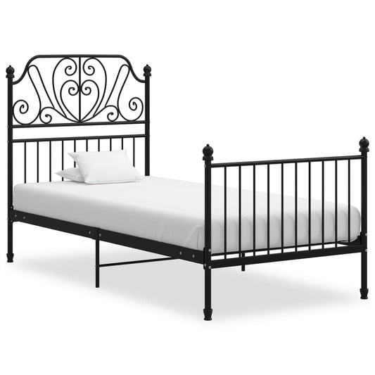 vidaXL Bed Frame Black Metal 100x200 cm
