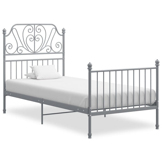 vidaXL Bed Frame Grey Metal 100x200 cm