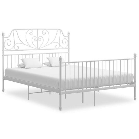 vidaXL Bed Frame White Metal 160x200 cm