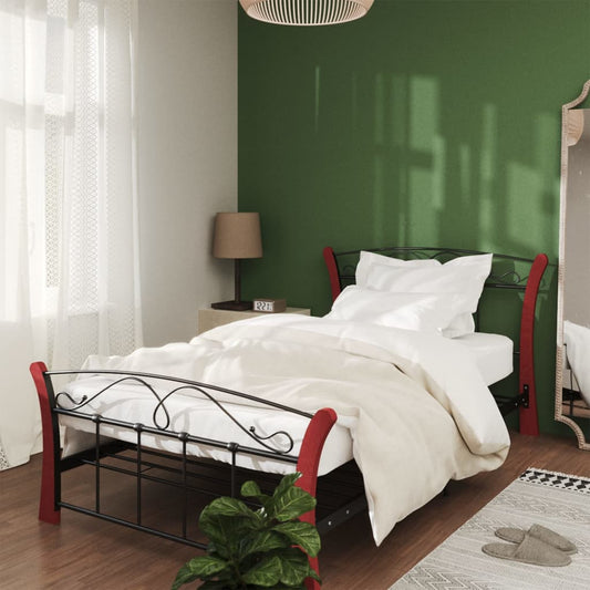 vidaXL Bed Frame Black Metal 100x200 cm
