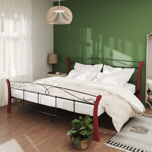 vidaXL Bed Frame Black Metal 200x200 cm