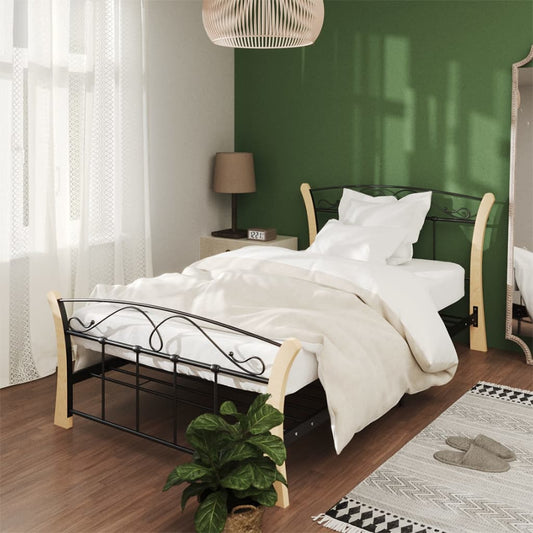 vidaXL Bed Frame Black Metal 100x200 cm