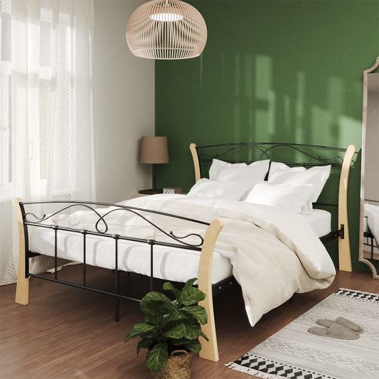 vidaXL Bed Frame Black Metal 140x200 cm