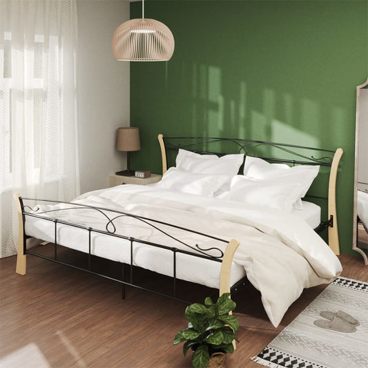 vidaXL Bed Frame Black Metal 200x200 cm