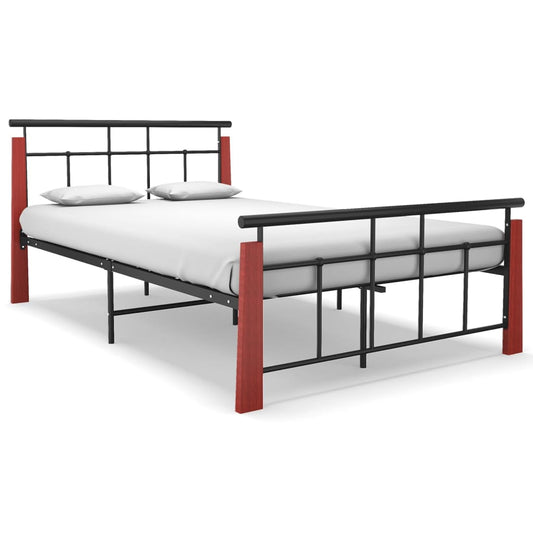 vidaXL Bed Frame Metal  and Solid Oak Wood 120x200 cm