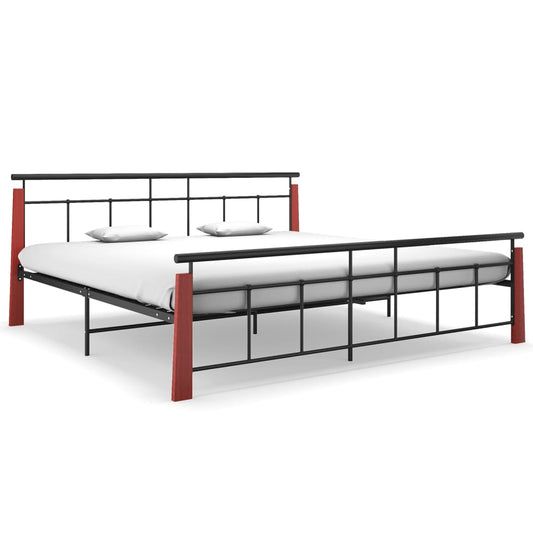 vidaXL Bed Frame Metal and Solid Oak Wood 200x200 cm