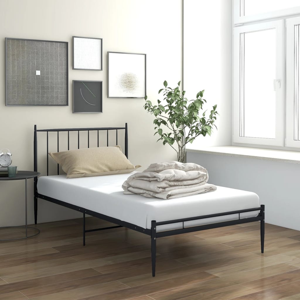 vidaXL Bed Frame Black Metal 90x200 cm