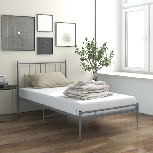 vidaXL Bed Frame Grey Metal 100x200 cm