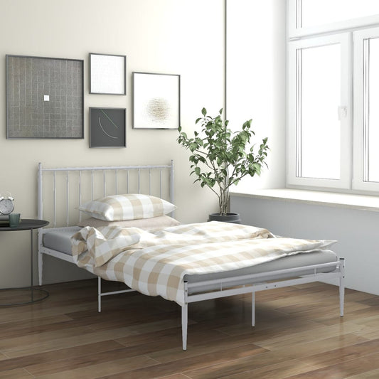 vidaXL Bed Frame White Metal 120x200 cm