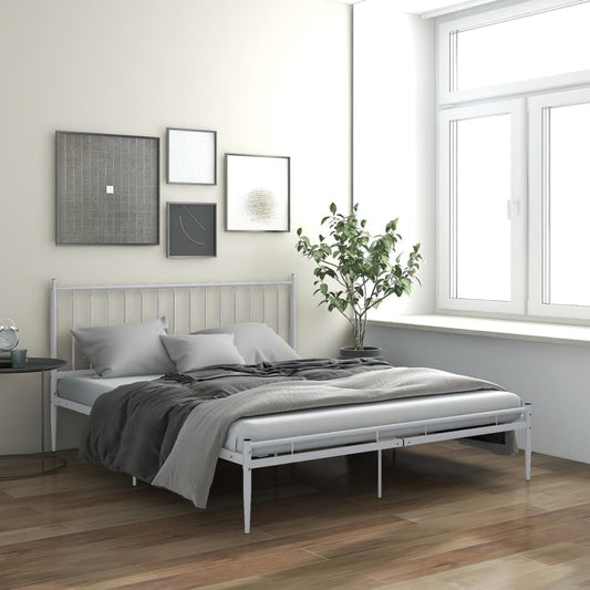 vidaXL Bed Frame White Metal 140x200 cm
