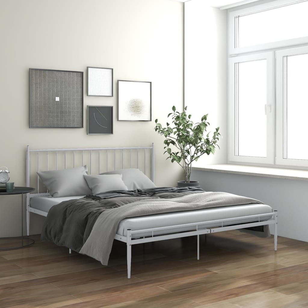 vidaXL Bed Frame White Metal 180x200 cm 6FT Super King