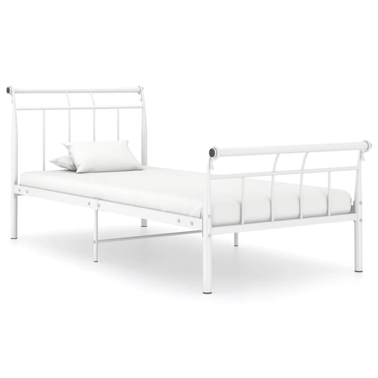vidaXL Bed Frame White Metal 90x200 cm