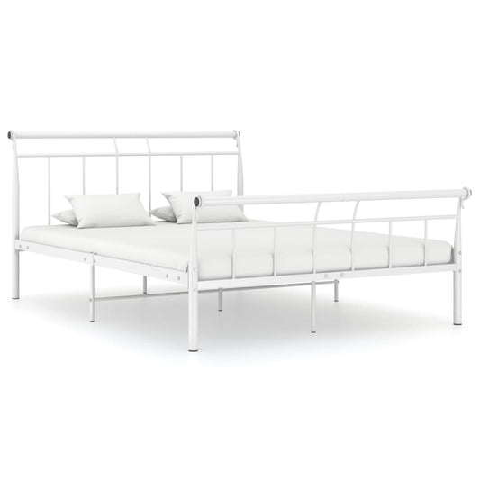 vidaXL Bed Frame White Metal 140x200 cm